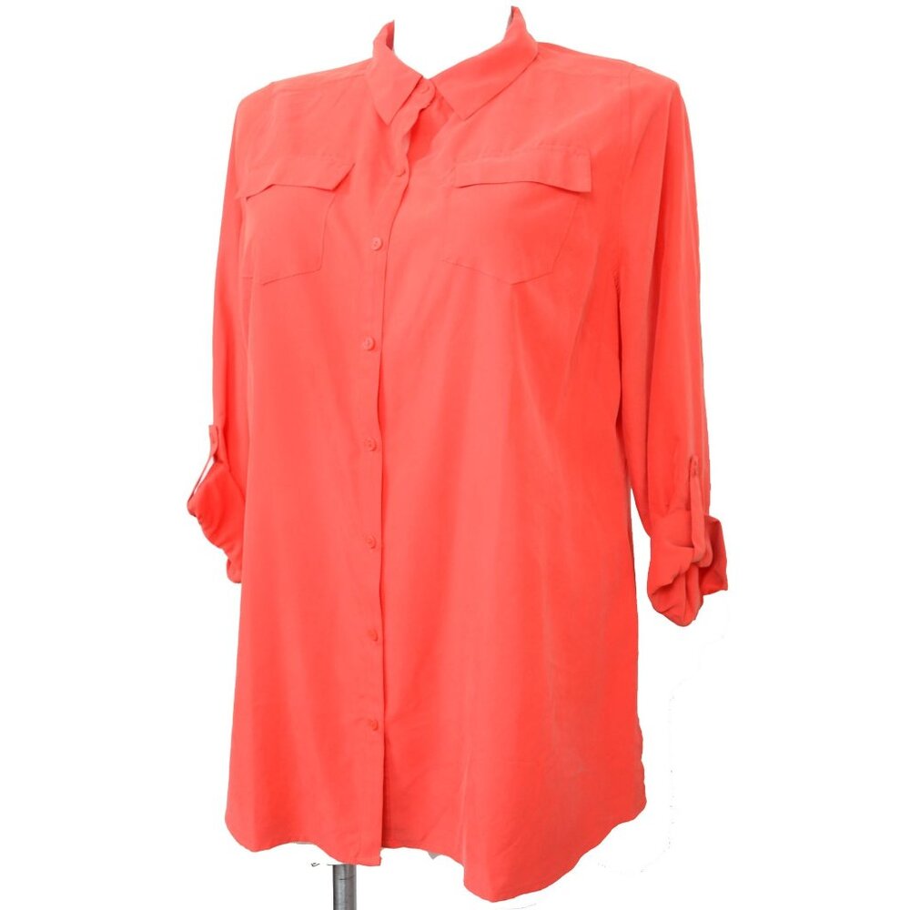 Lane Bryant Red Button Down Roll Tab Utility Shirt Plus Size‎ 16 NWT